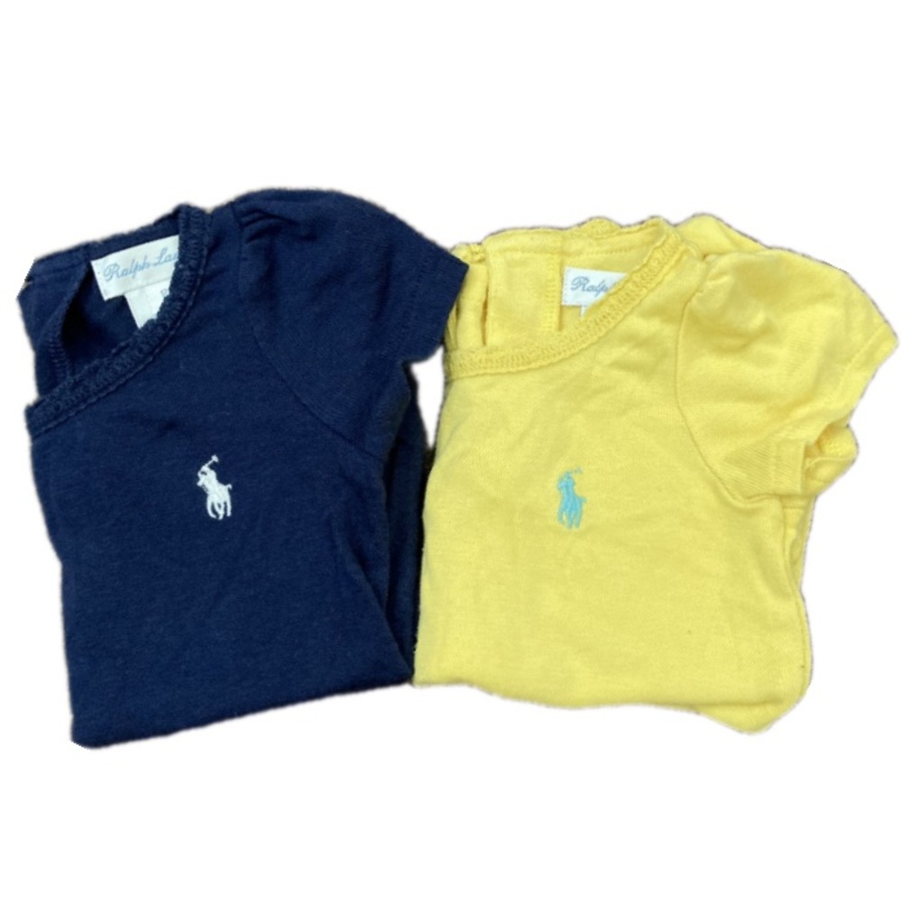 Ralph Lauren Bundle of 2 Baby Button Back Top Blue and Yellow Size 12m